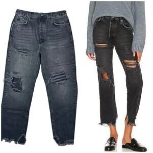 We The Free | Women | Black Boggy Boyfriend Distressed Grunge Denim Jeans | 30